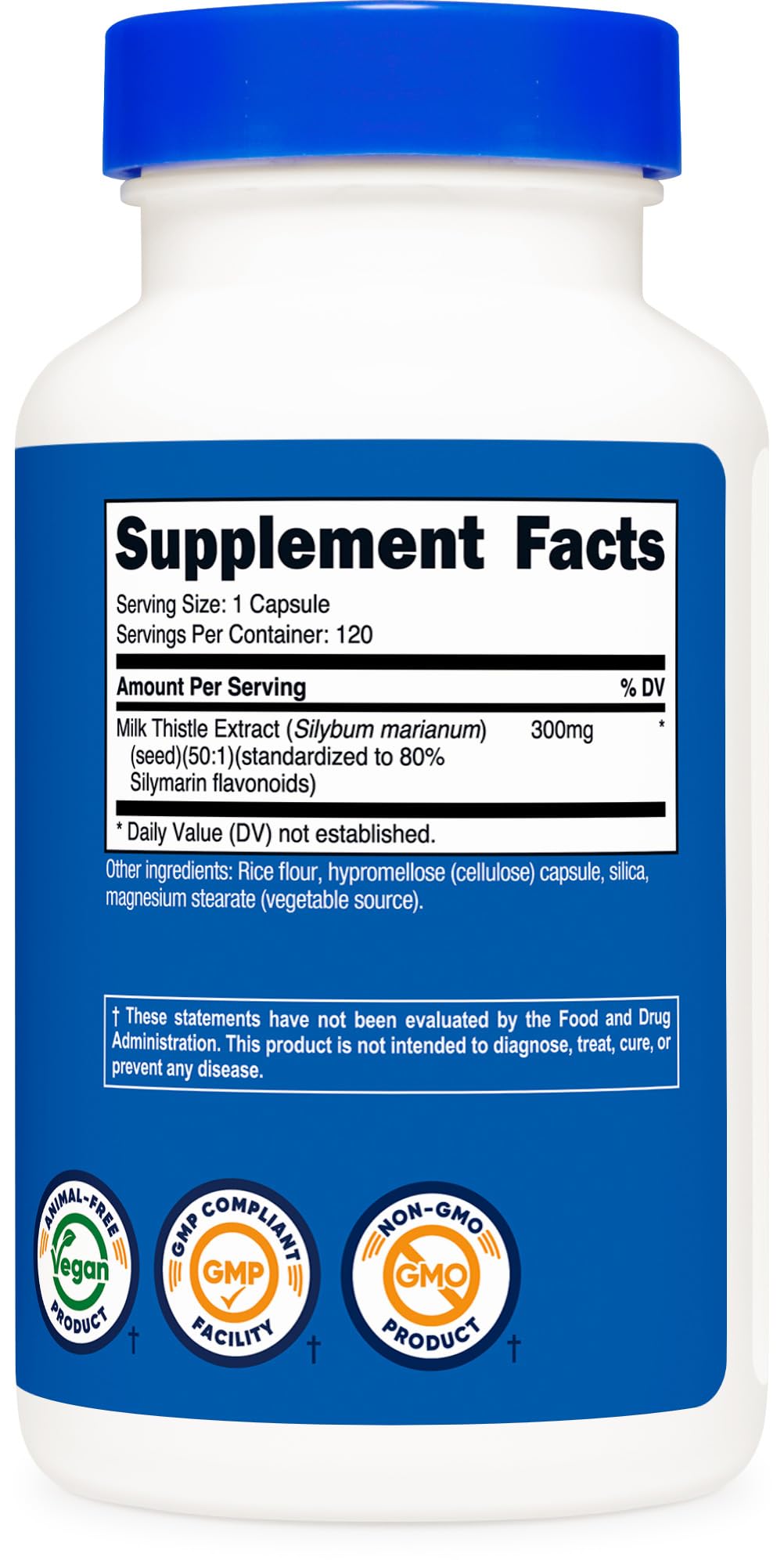 Front view of Nutricost Milk Thistle 300mg bottle
