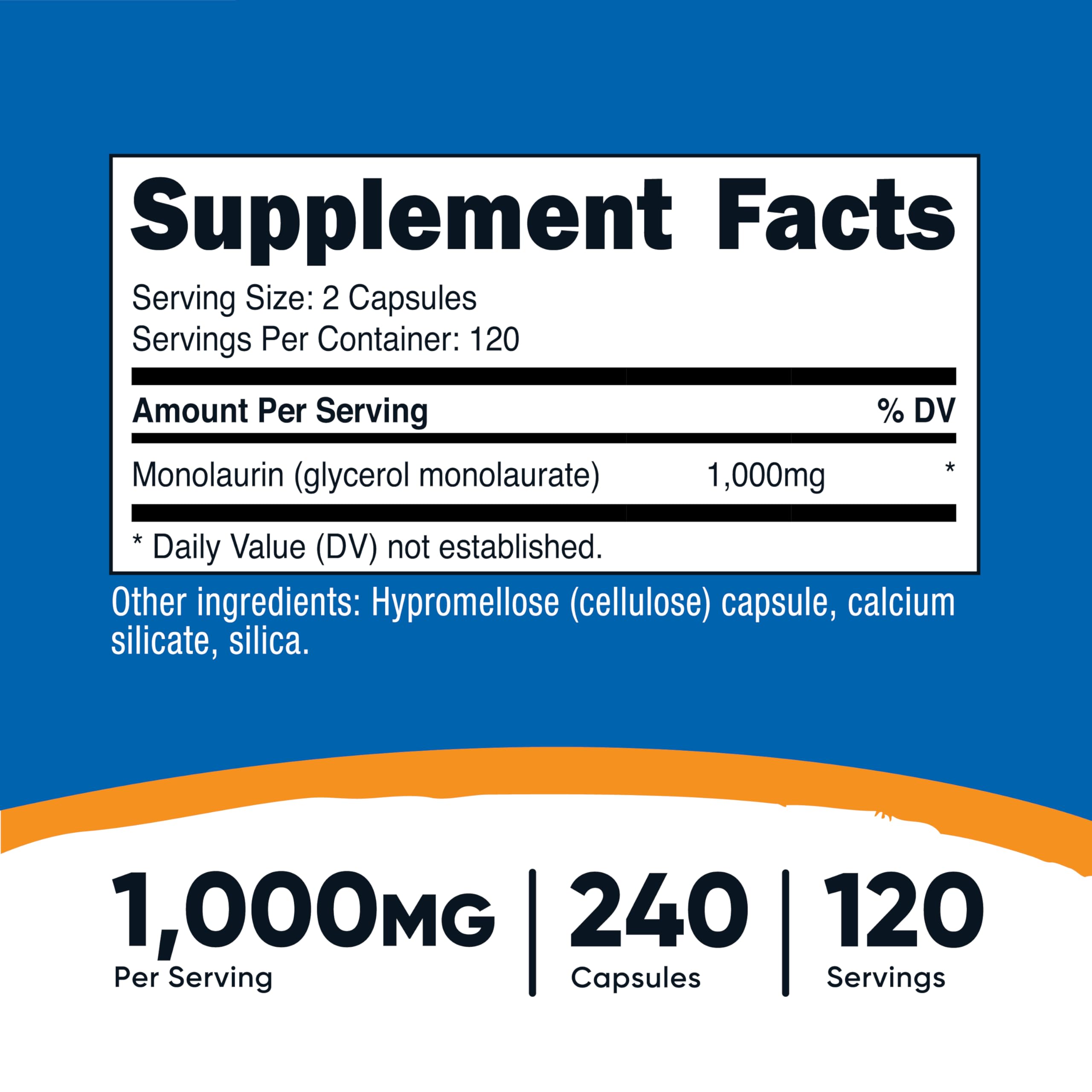 Serving size information: 120 servings per bottle (2 capsules per serving)