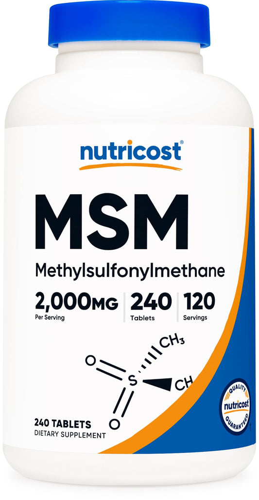 Nutricost MSM tablets bottle with 2000mg per serving