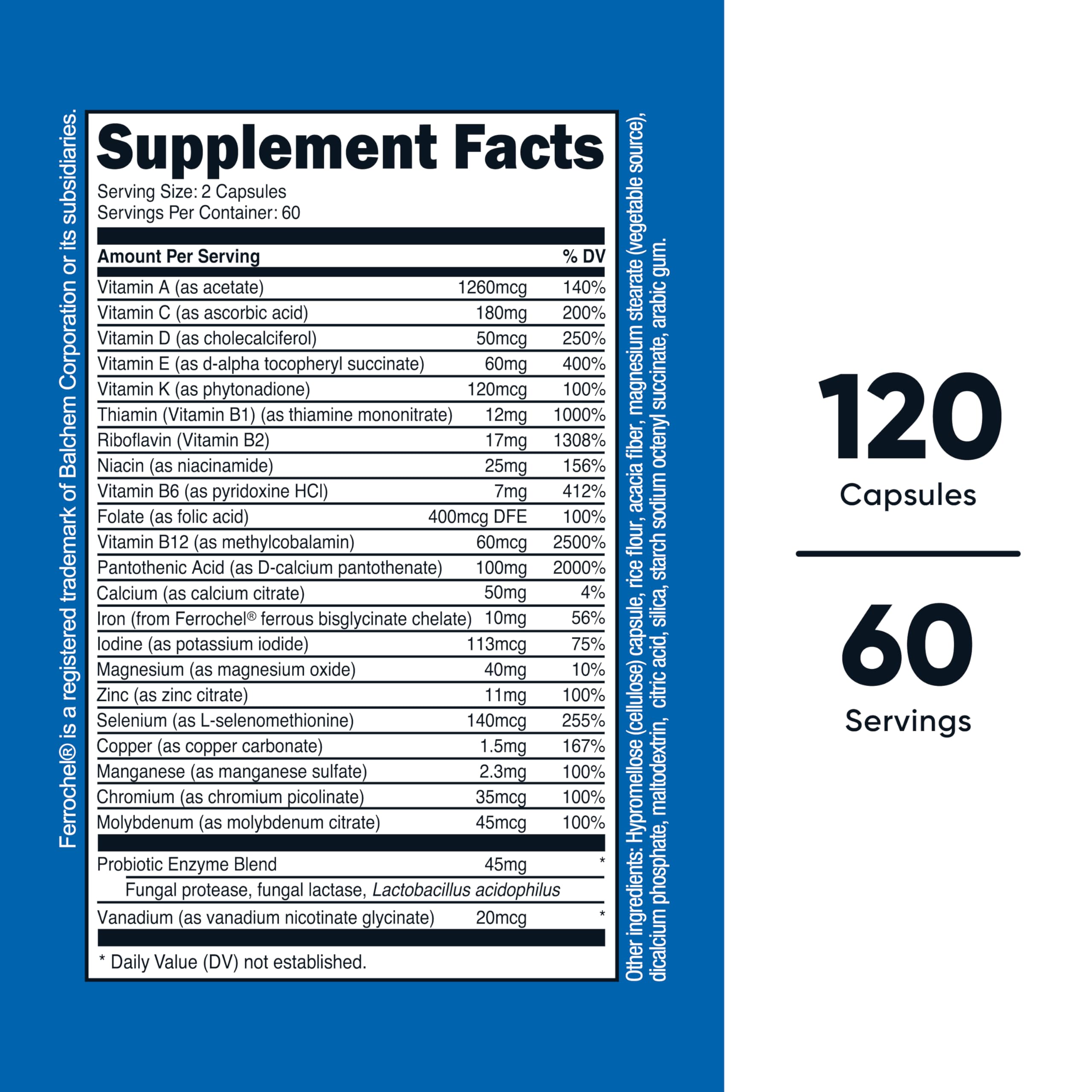 Label of Nutricost Multivitamin with Probiotics