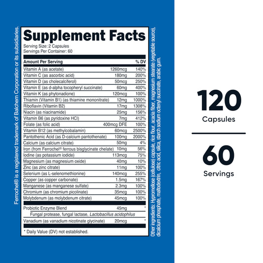 Label of Nutricost Multivitamin with Probiotics