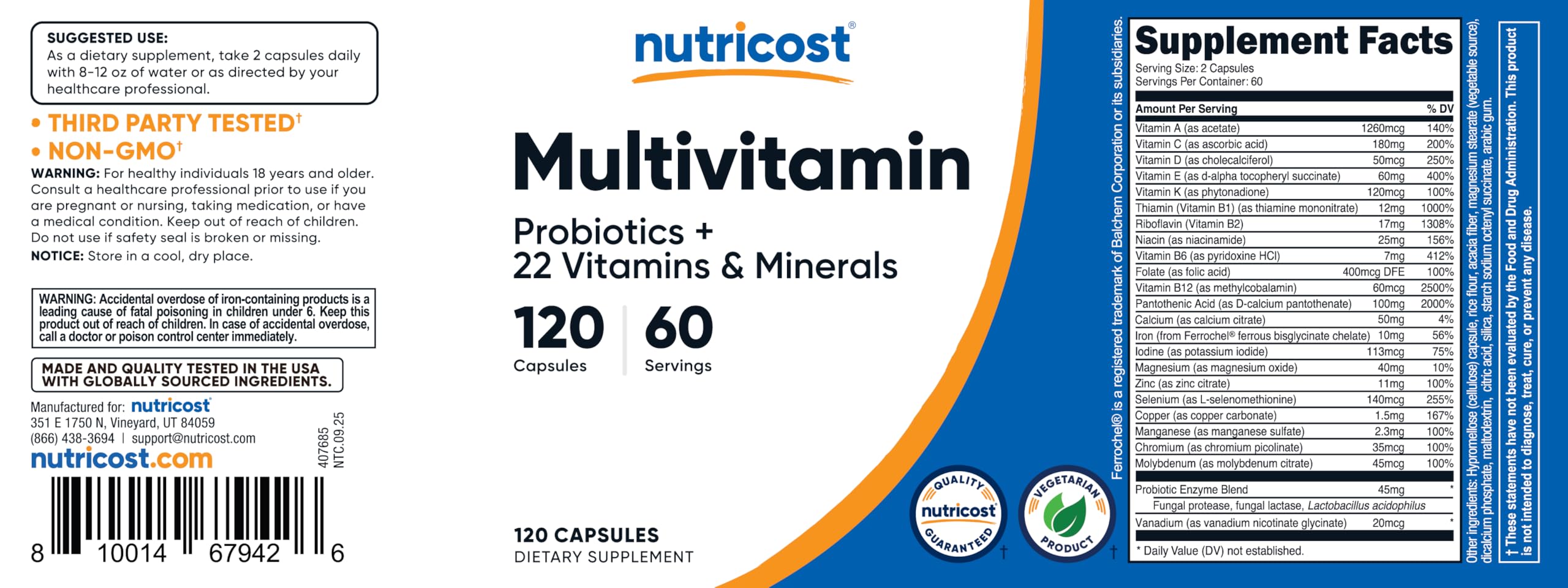 NSF Certified, GMP Compliant, FDA Registered facility seal