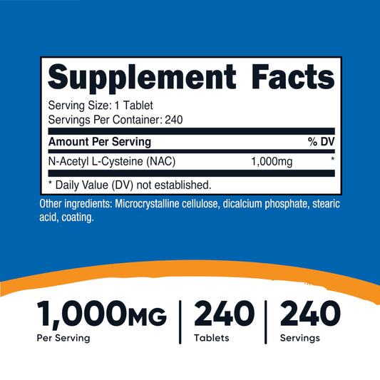 NAC 1000 mg vegan tablets bottle image