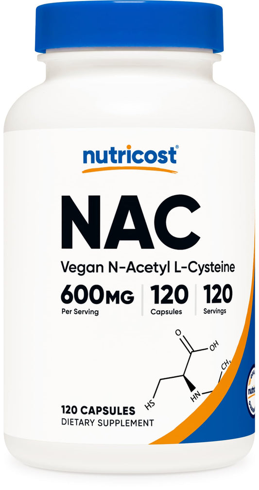 Nutricost N-Acetyl L-Cysteine 600mg bottle front label