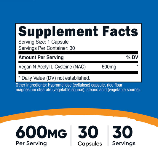 Close-up of NAC 600mg capsules