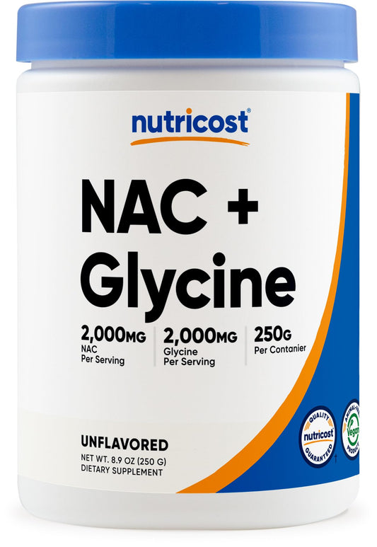 Nutricost NAC + Glycine Powder 250g Unflavored – 62 Servings