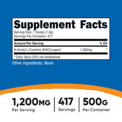 Side view of Nutricost NAC Powder 500g bottle
