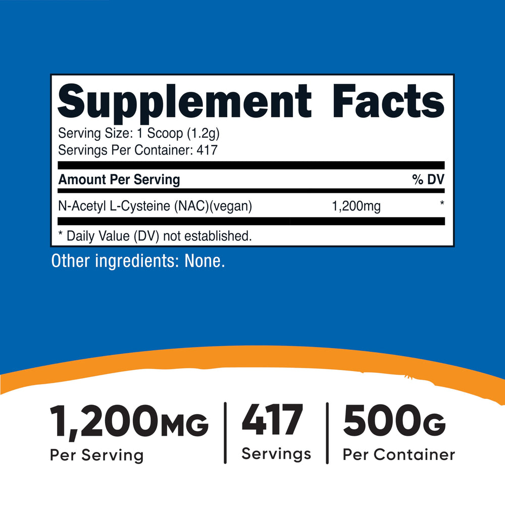 Nutricost NAC powder with included serving scoop for precise dosing