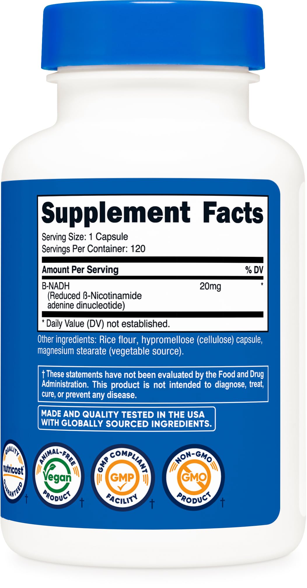 NSF Certified GMP Compliant FDA Registered facility associated with Nutricost NADH supplement
