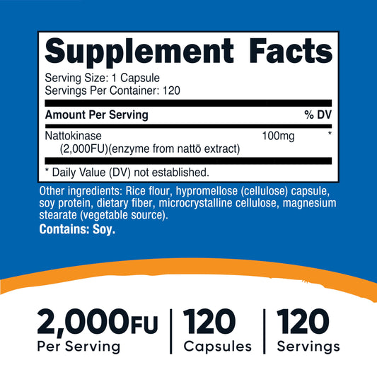 Nattokinase 2000 FU bottle and capsules
