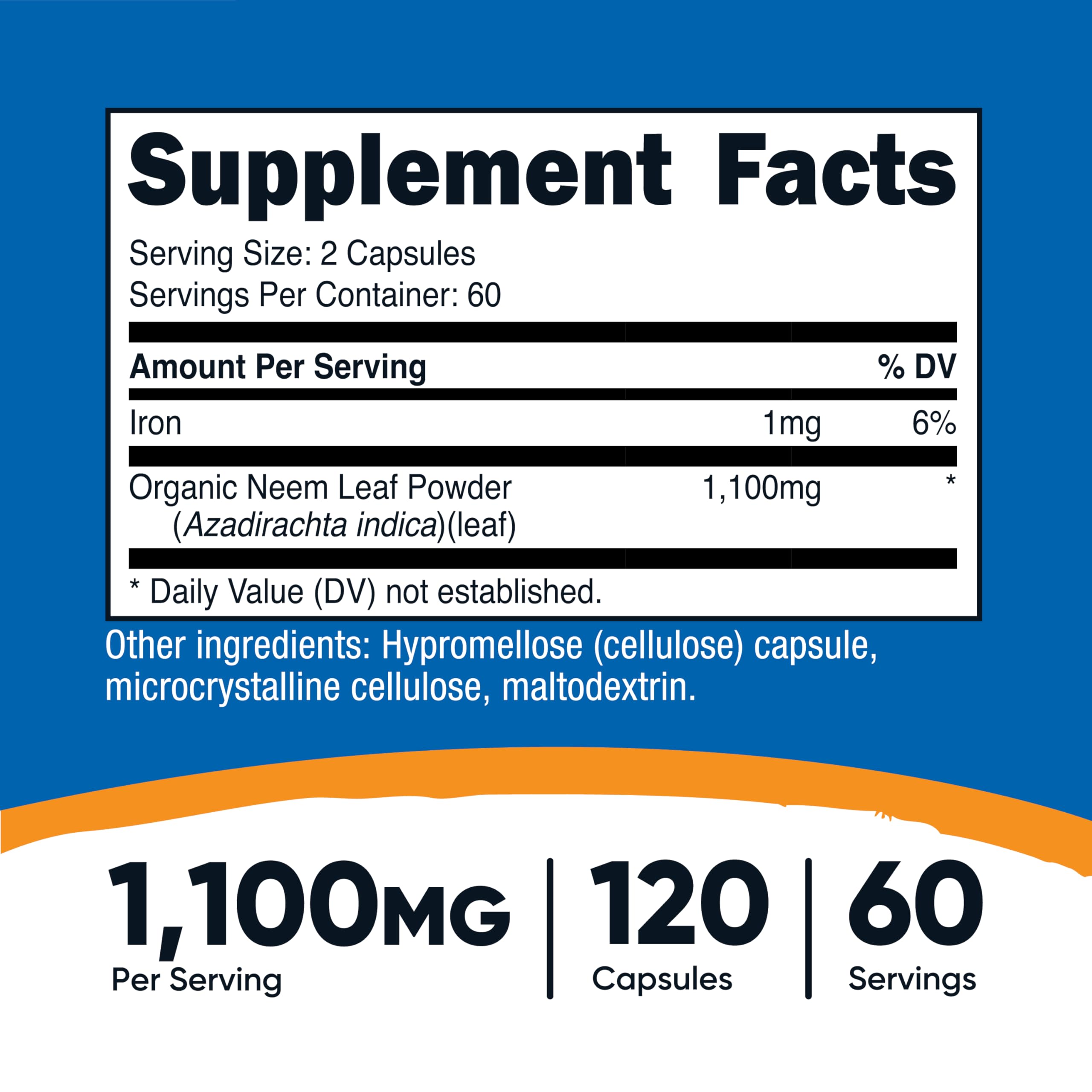 Packaging image of Nutricost Neem Leaf Capsules