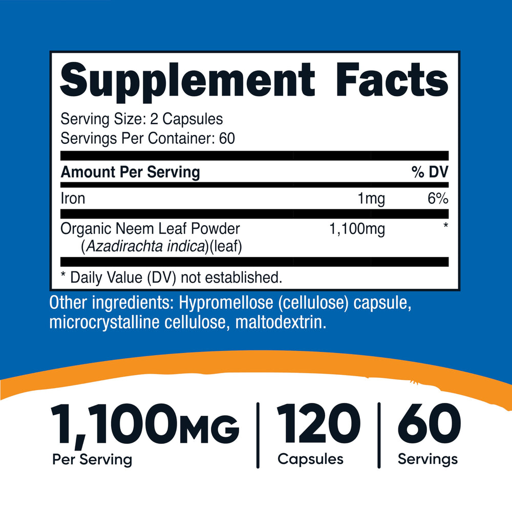 Packaging image of Nutricost Neem Leaf Capsules