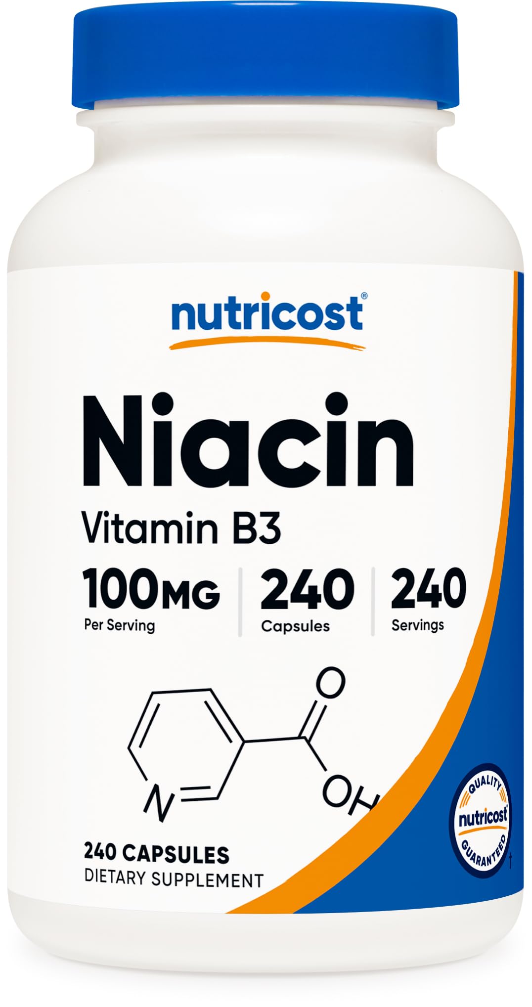 Nutricost Niacin 100mg bottle front label