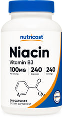 Nutricost Niacin 100mg bottle front label