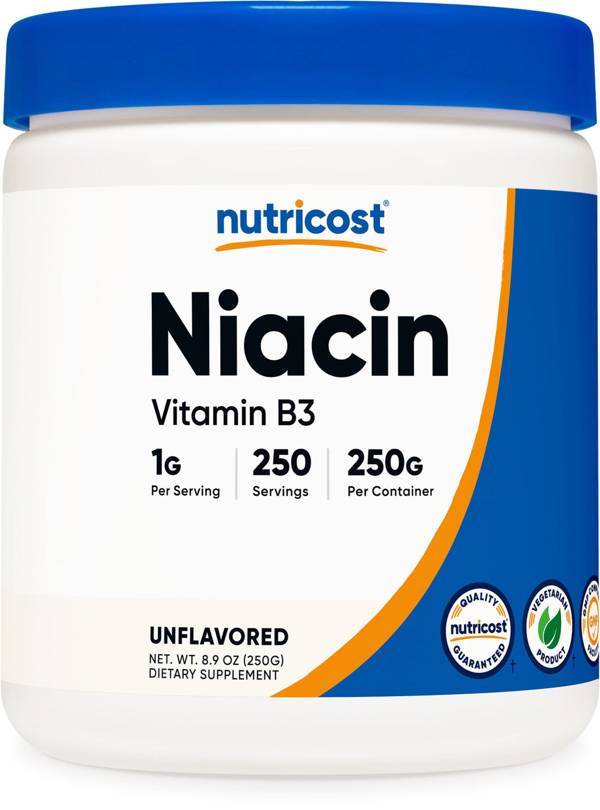 Nutricost Niacin Vitamin B3 Powder bottle — 250g