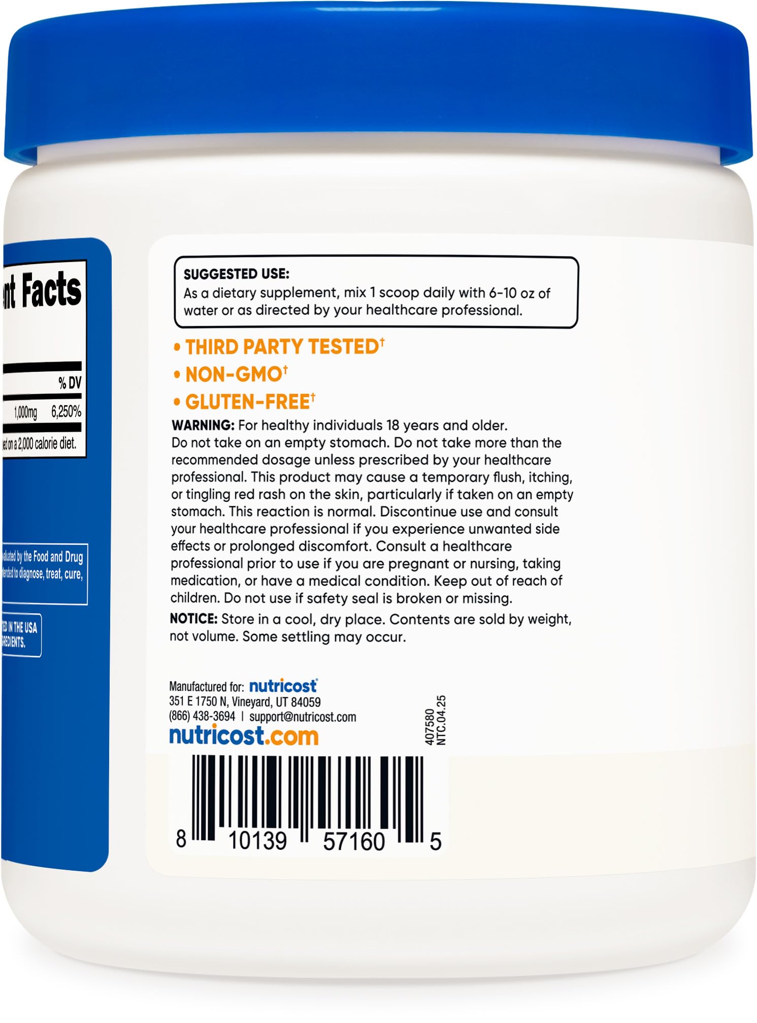 Ingredients: Niacin (Vitamin B3) powder