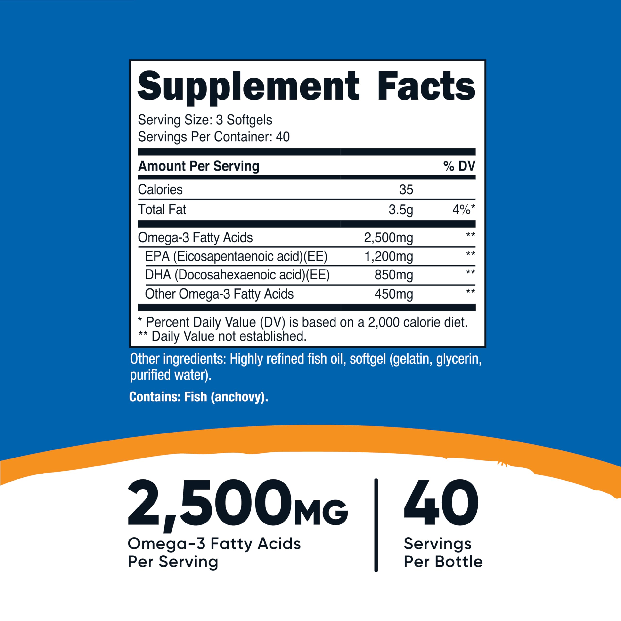 Close-up of Nutricost Omega-3 Wild-Caught Fish Oil bottle