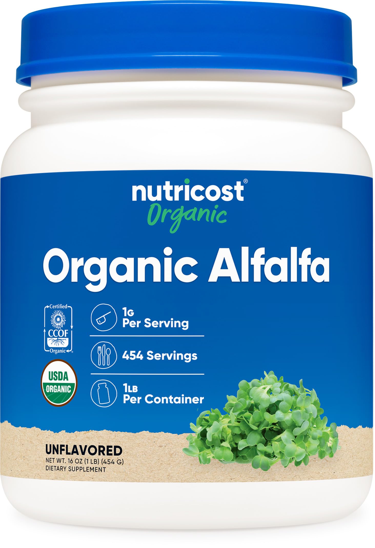 Nutricost Organic Alfalfa Powder 1LB front product image