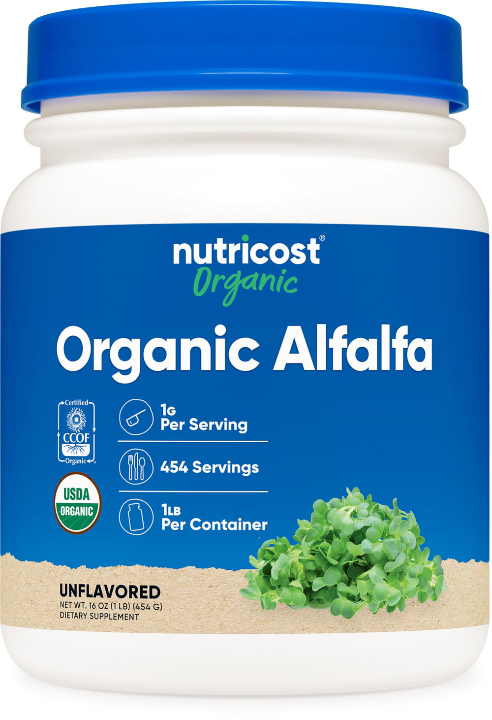 Nutricost Organic Alfalfa Powder 1LB front product image