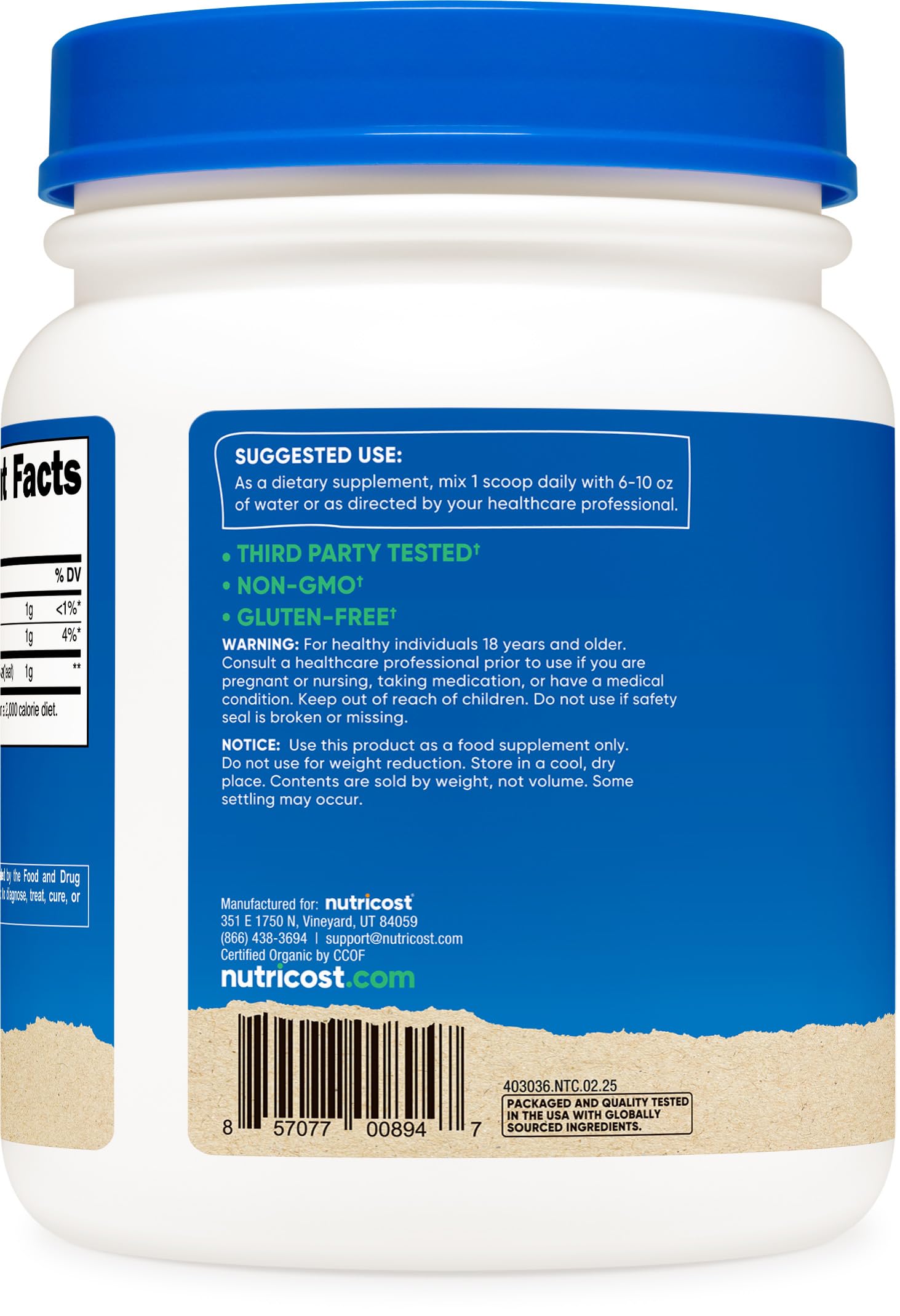 Close-up texture of Nutricost Organic Alfalfa Powder