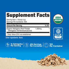 Nutricost Organic Astragalus Root Powder 1lb bottle side view