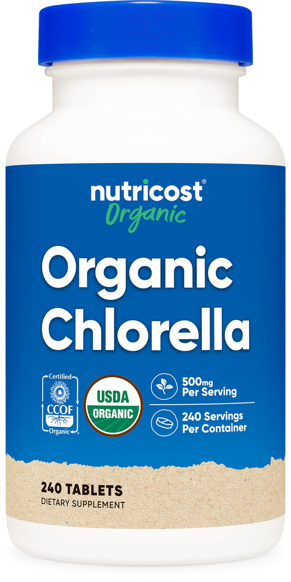 Nutricost Organic Chlorella 500mg bottle label
