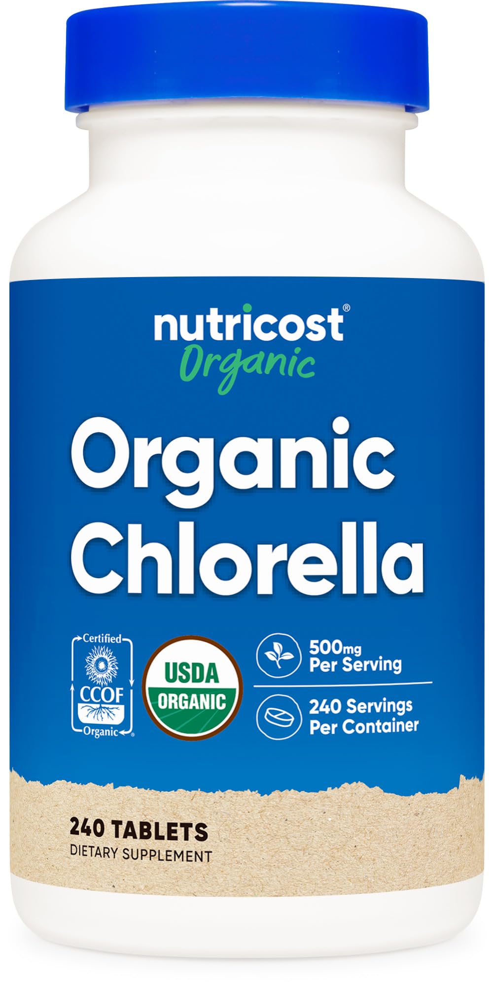 Nutricost Organic Chlorella 500mg bottle label