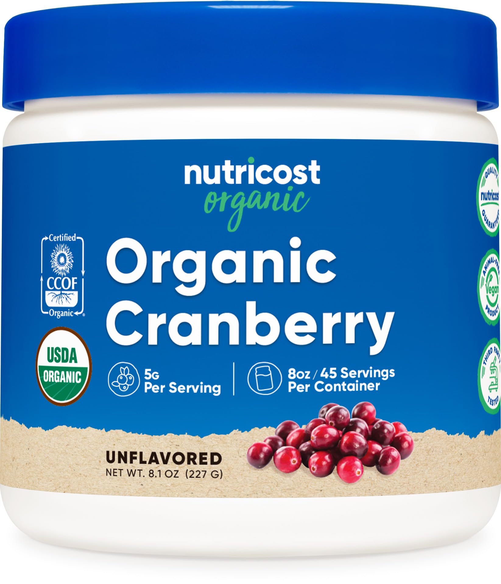 Nutricost Organic Cranberry Powder 8 oz container
