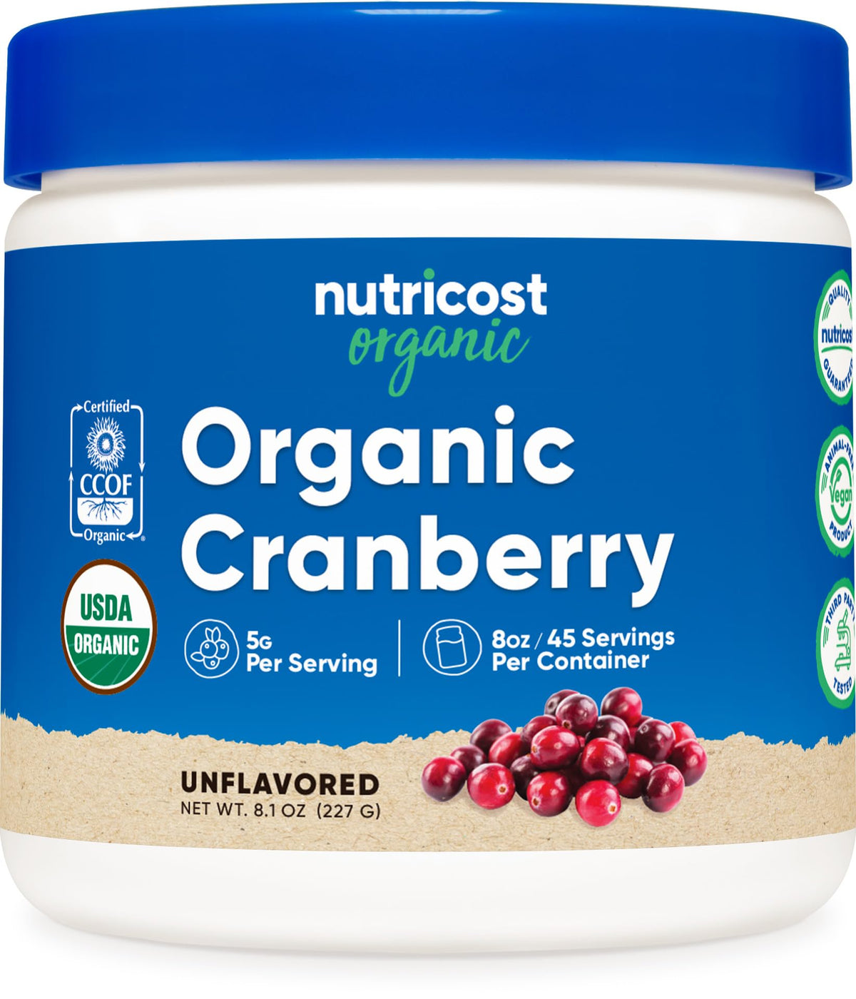 Nutricost Organic Cranberry Powder 8 oz container