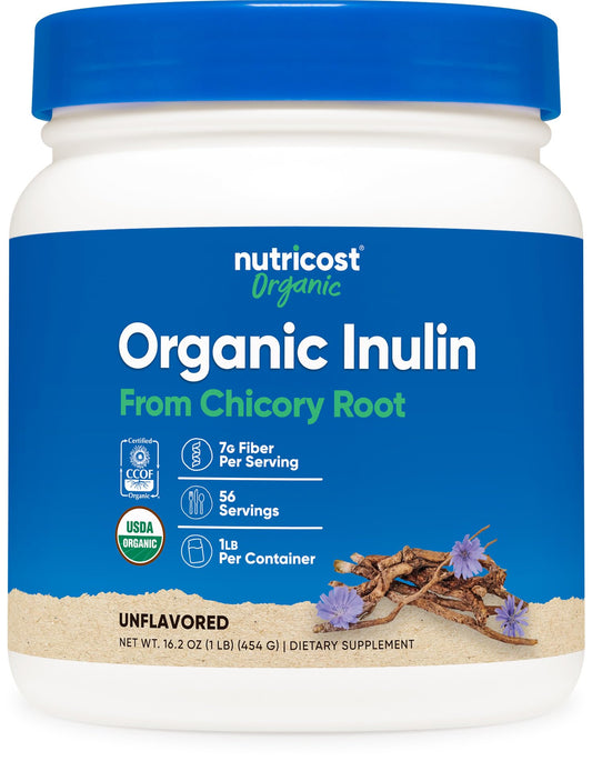 Front view of Nutricost Organic Inulin Powder 1lb bottle