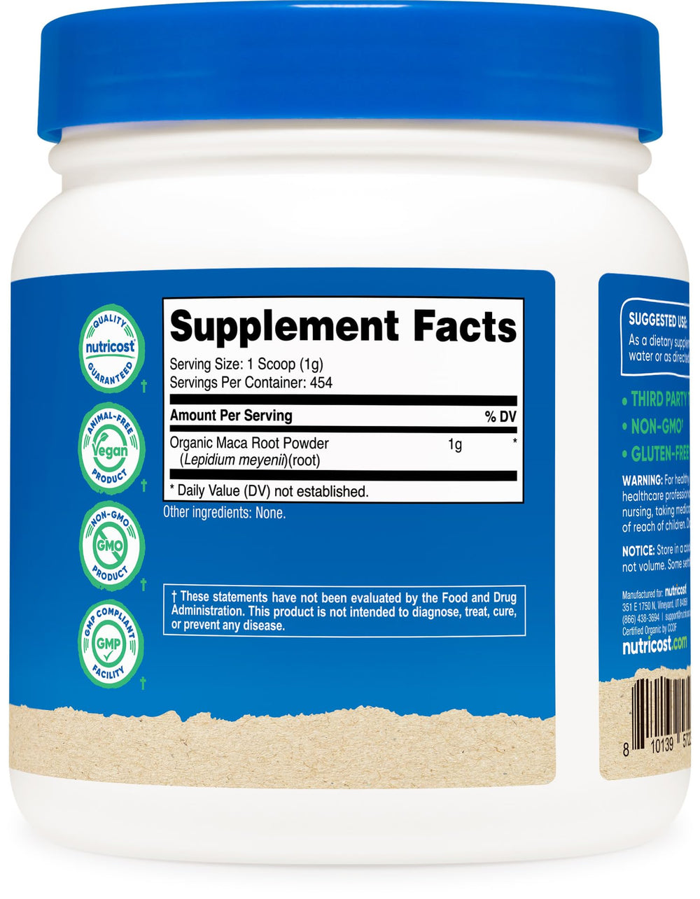 Packaging image of Nutricost Organic Maca Root Powder bottle