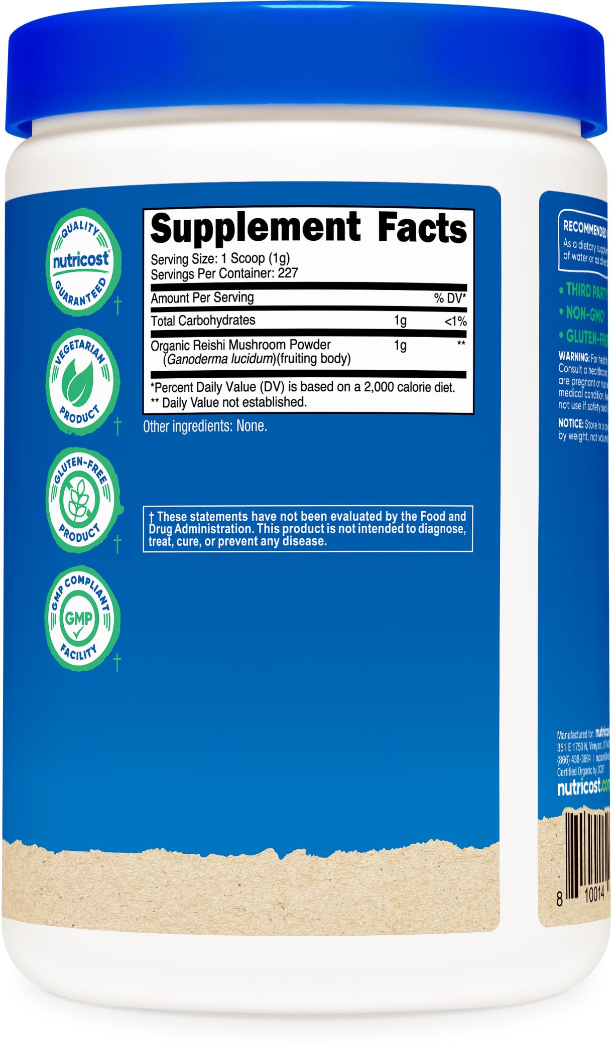 Serving of Nutricost Organic Reishi Powder