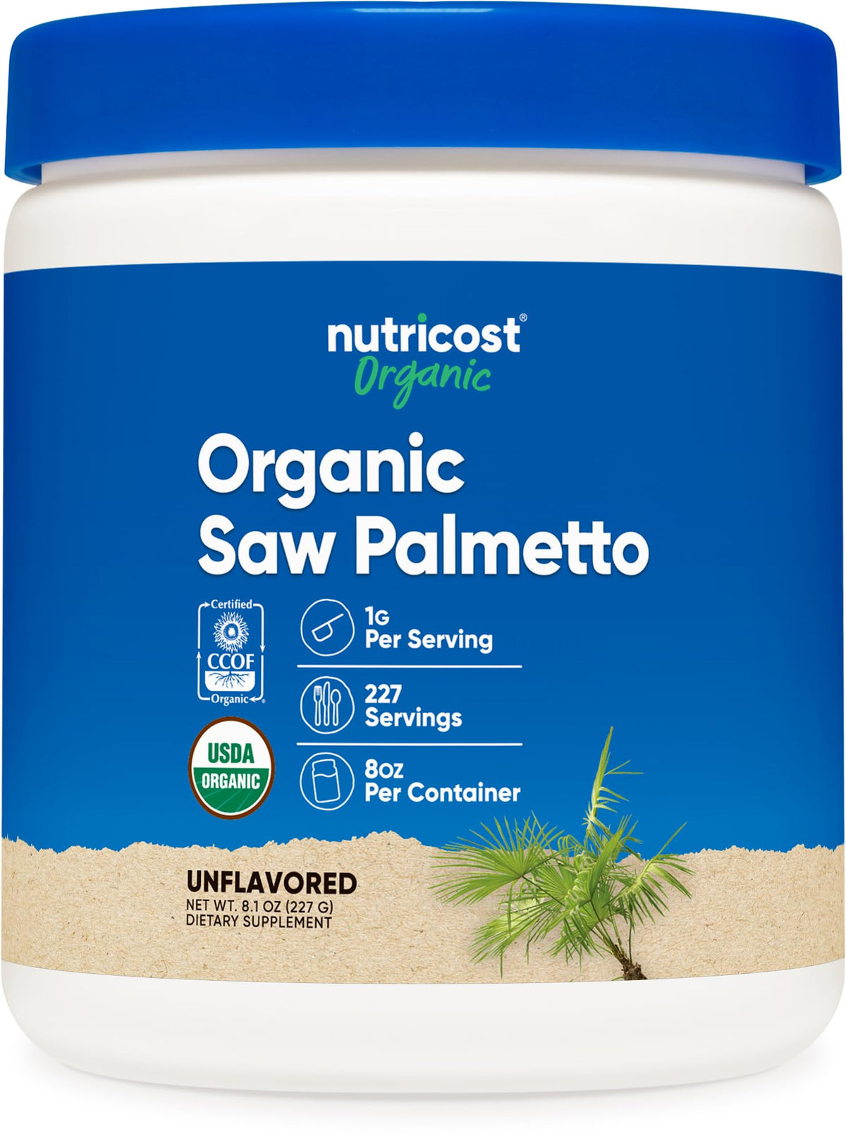 Nutricost Organic Saw Palmetto Powder 8oz bottle