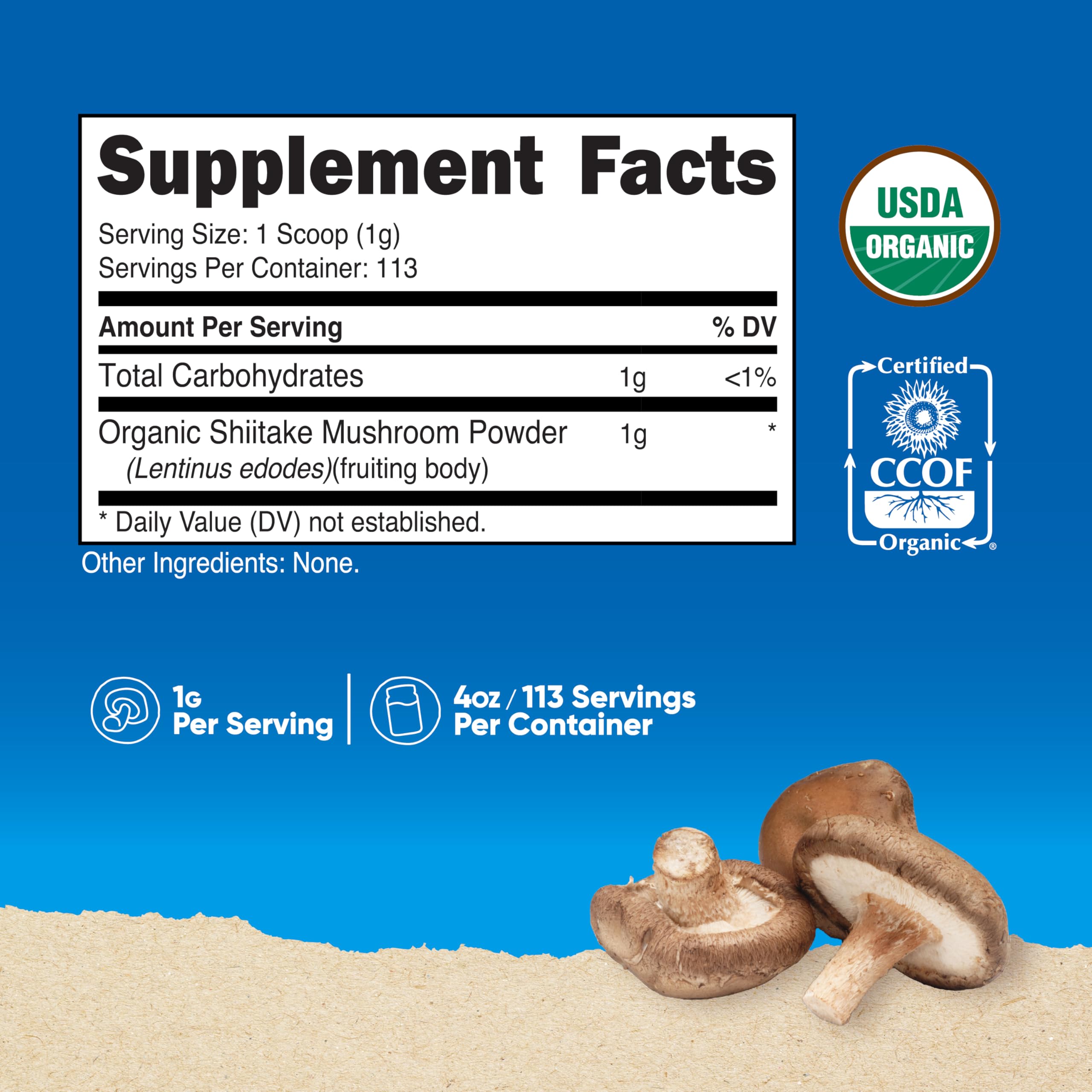 Serving scoop included with Nutricost Organic Shiitake Powder