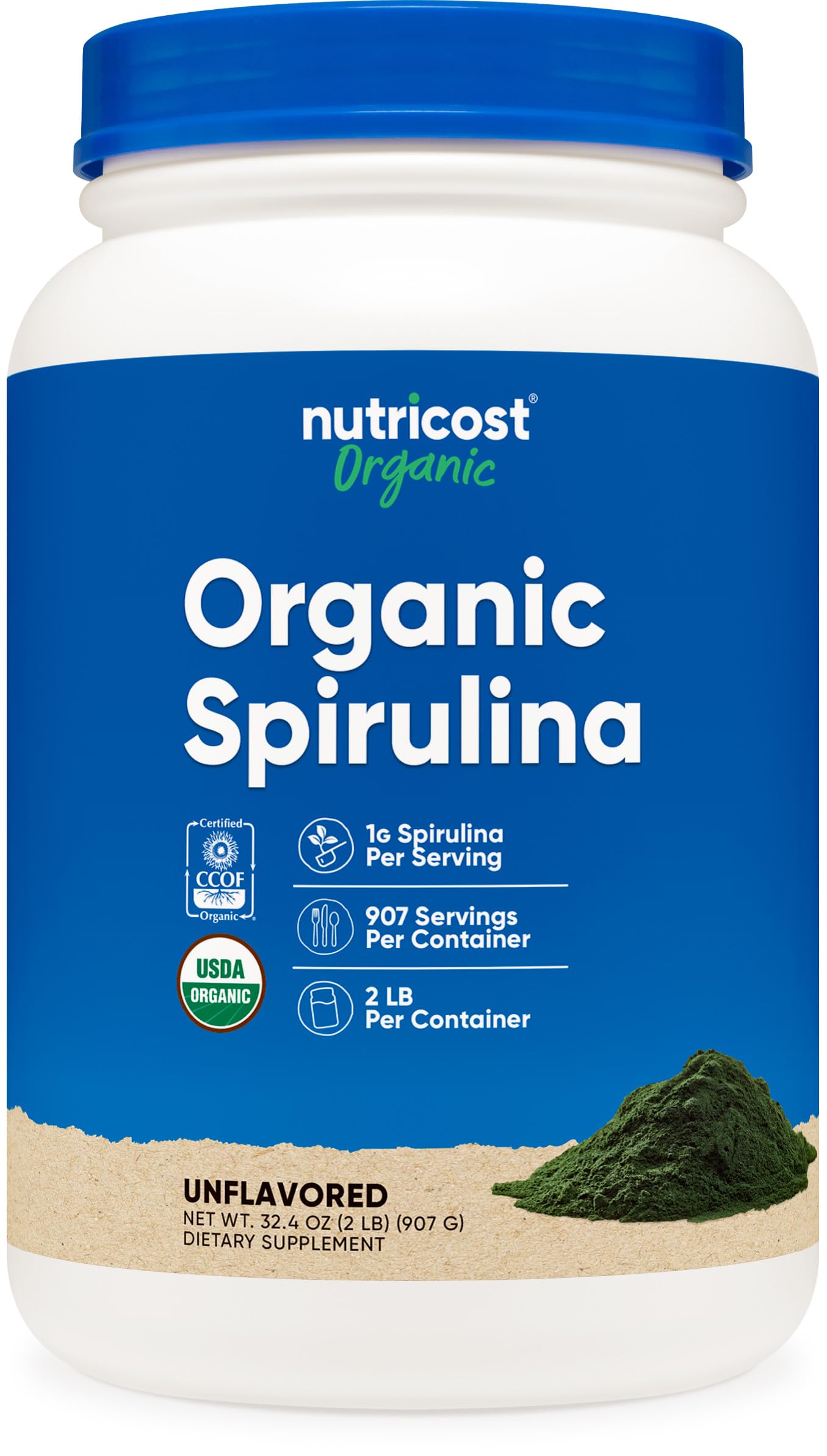 Nutricost Organic Spirulina Powder 2lb tub