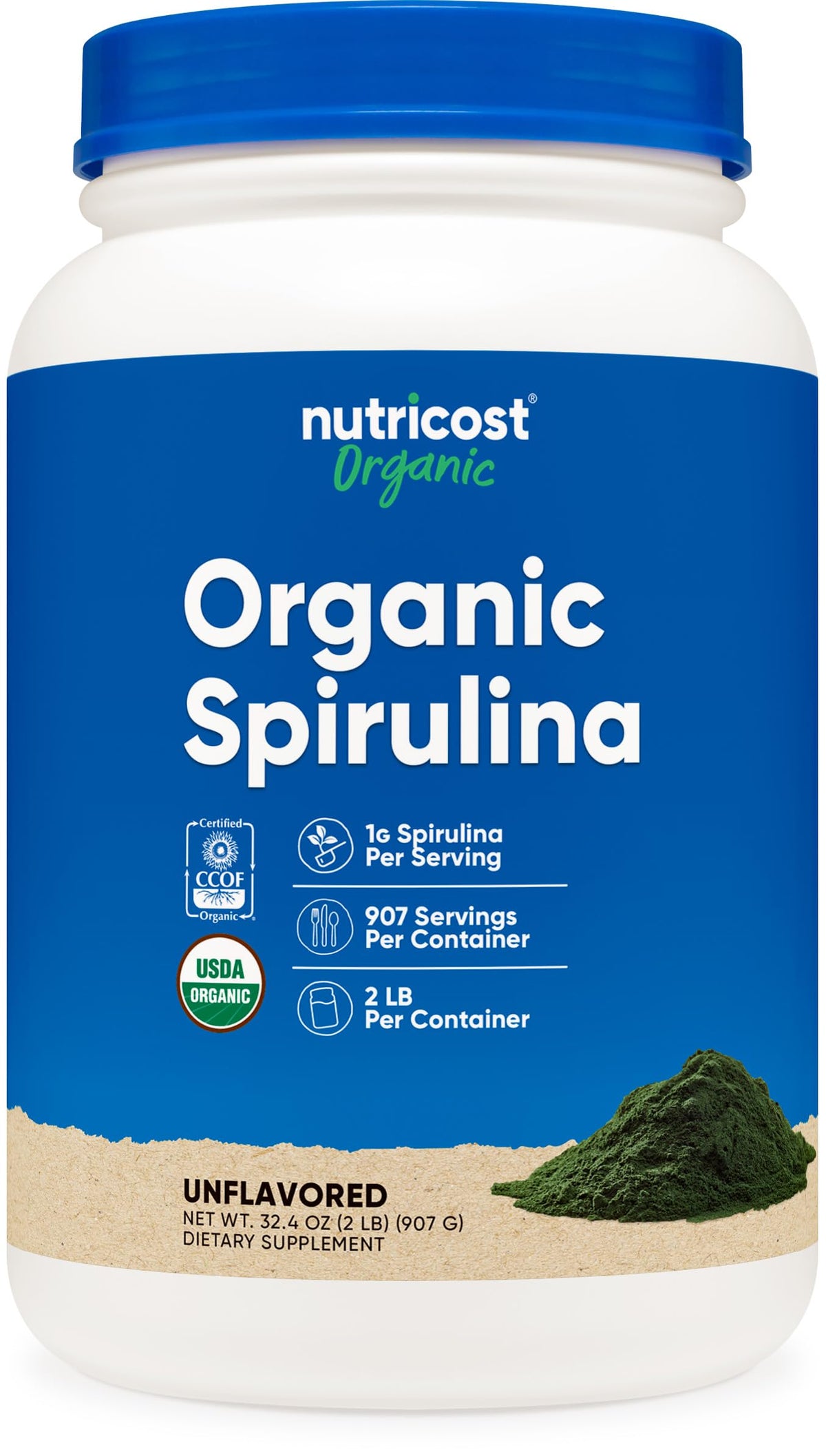 Nutricost Organic Spirulina Powder 2lb tub