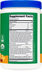 Graphic icons highlighting fiber, probiotics, and vegan ingredients