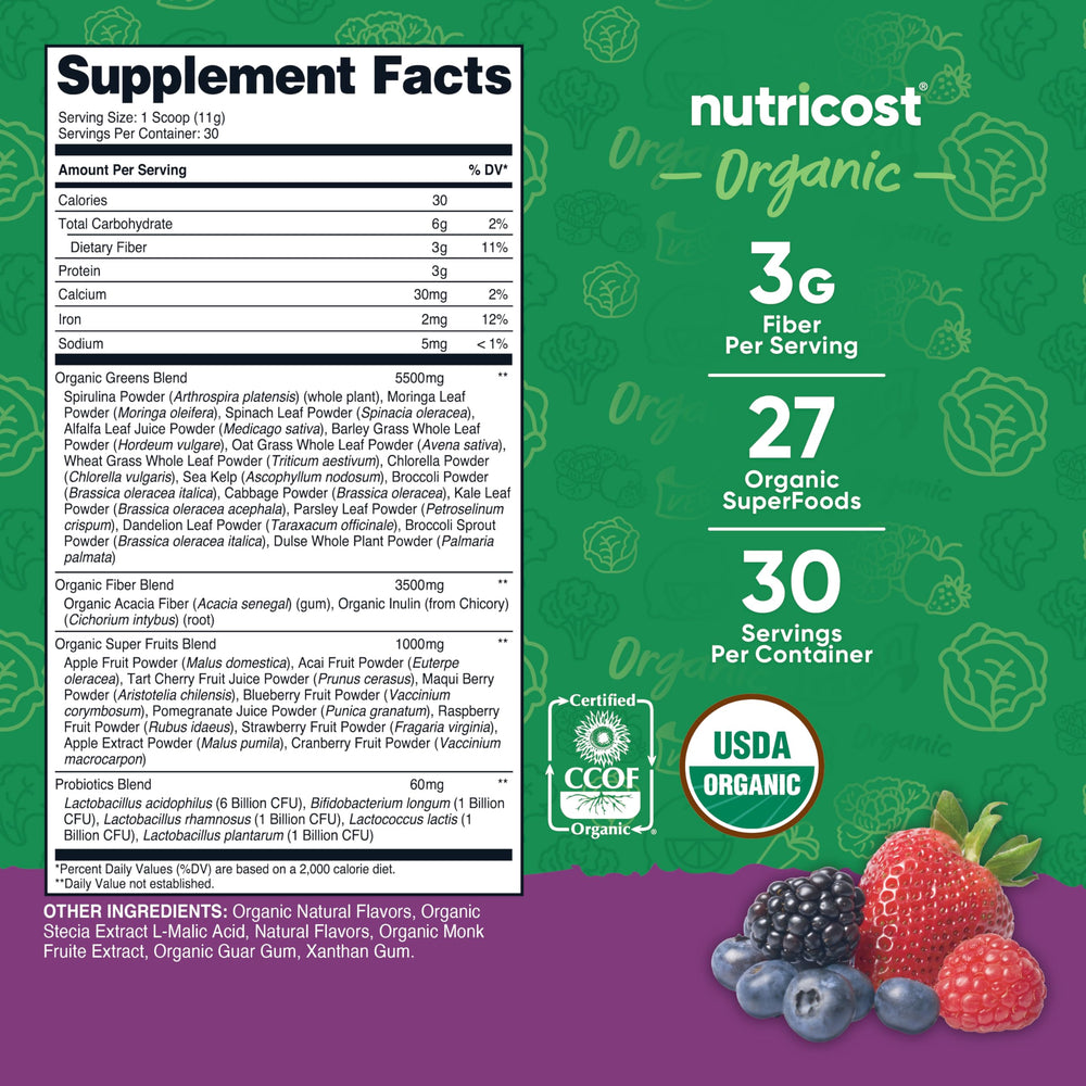 USDA Organic seal and product ingredients close-up