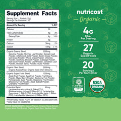 USDA Organic and Gluten-Free claim on Nutricost Super Greens label