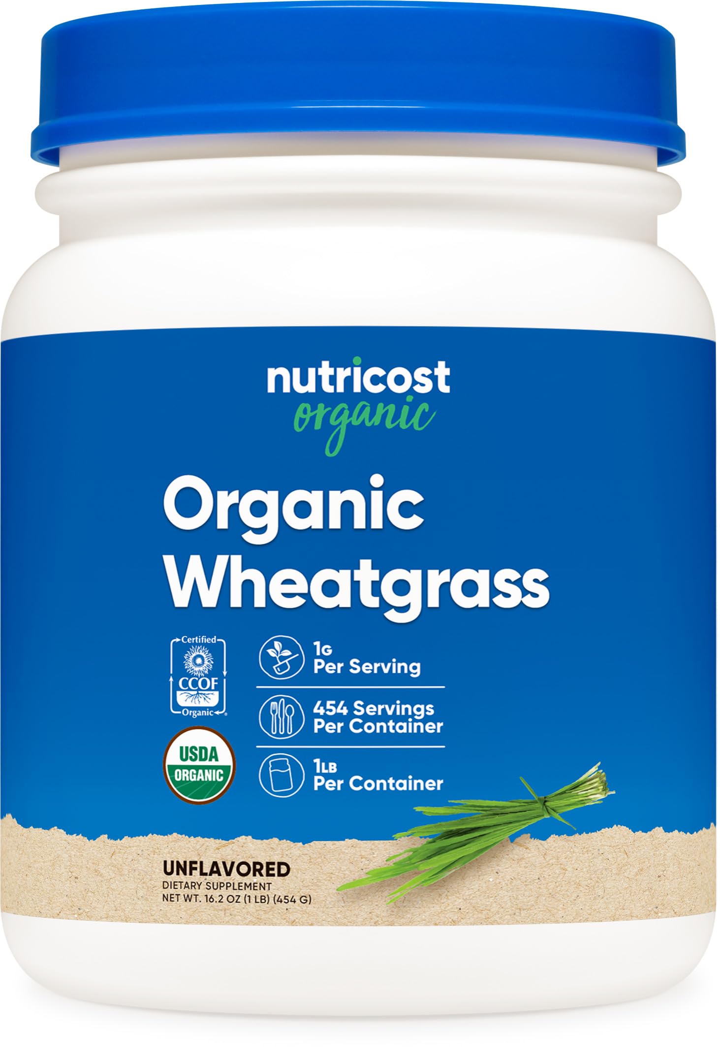 Nutricost Organic Wheatgrass Powder 1lb container label