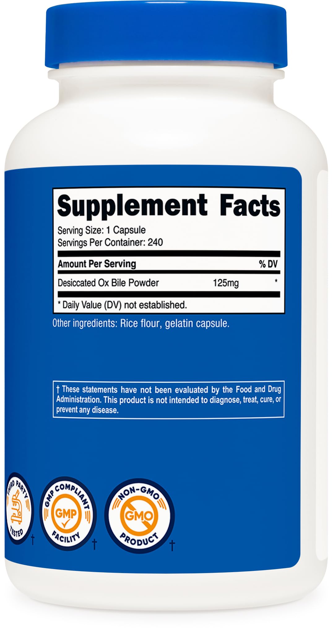 Packaging box for Nutricost Ox Bile Capsules