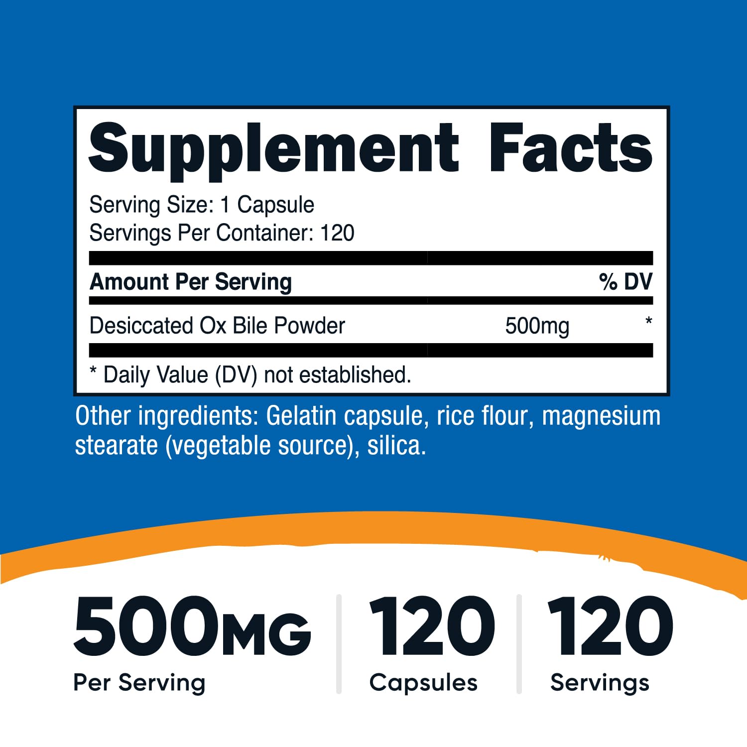 Ox Bile Capsules bottle back with label details