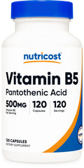 Nutricost Pantothenic Acid 500mg bottle with 120 capsules