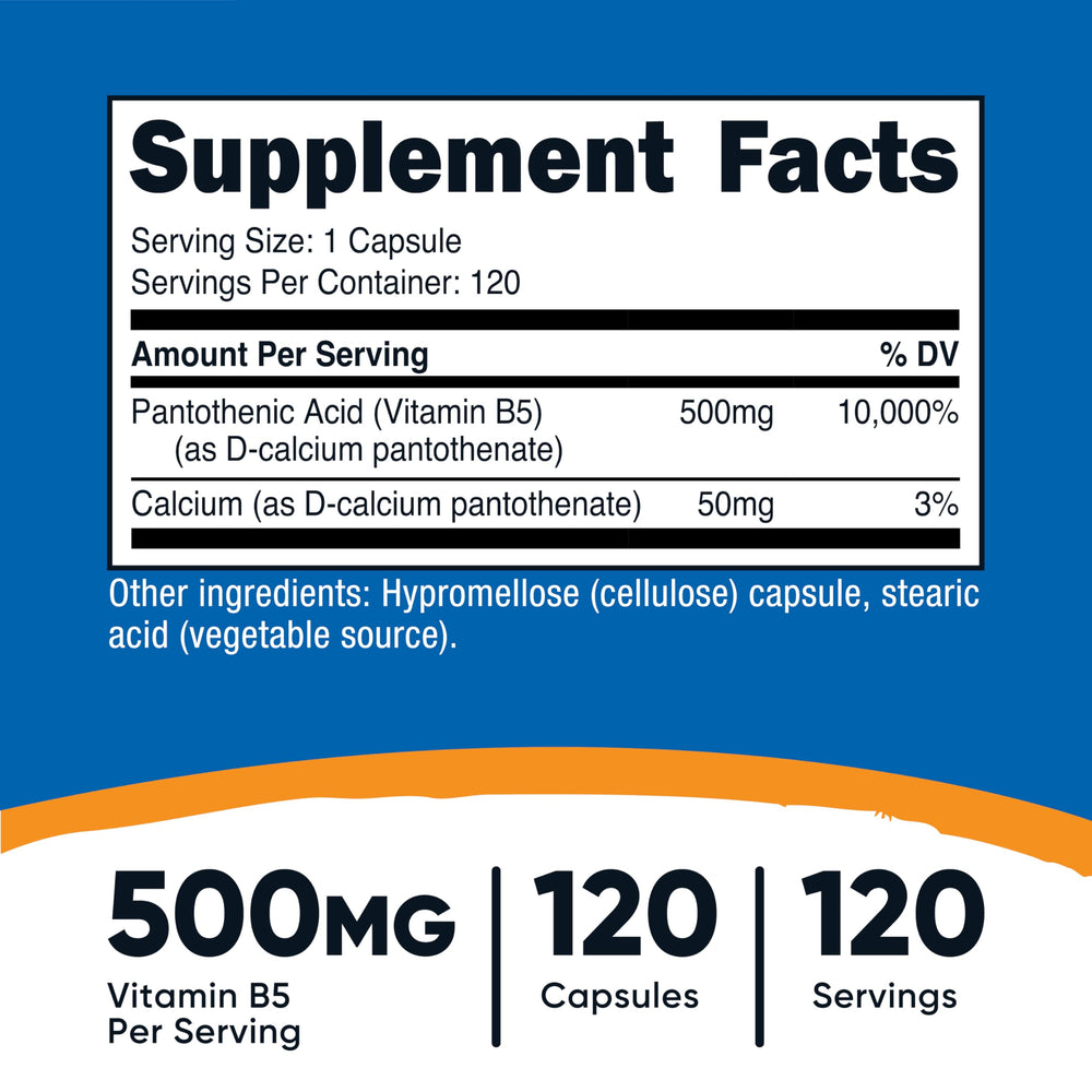 Close-up of pantothenic acid capsule (Vitamin B5)