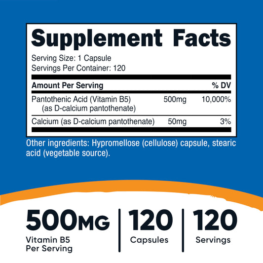 Close-up of pantothenic acid capsule (Vitamin B5)