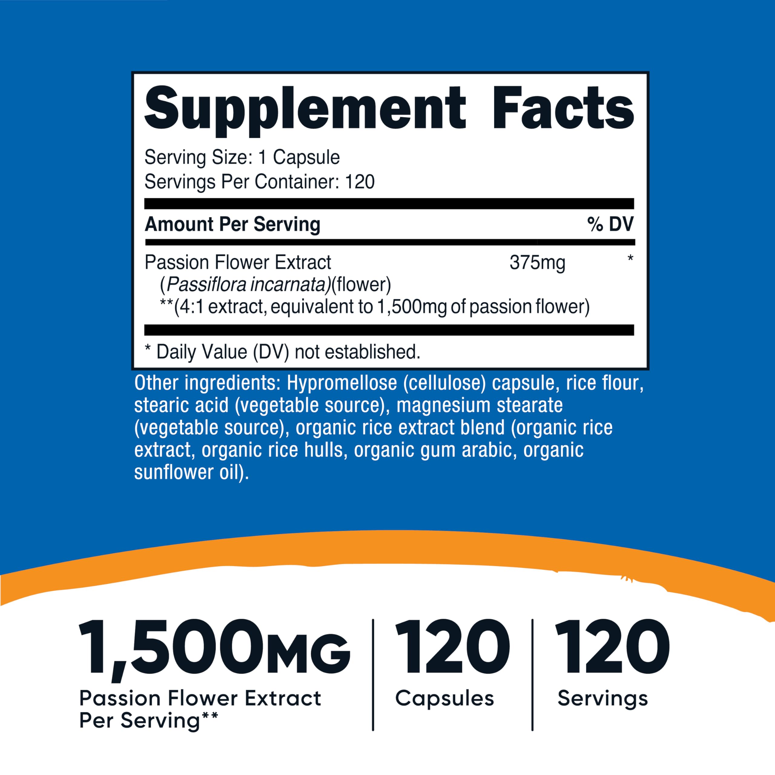 Close-up of Nutricost Passion Flower Extract capsules
