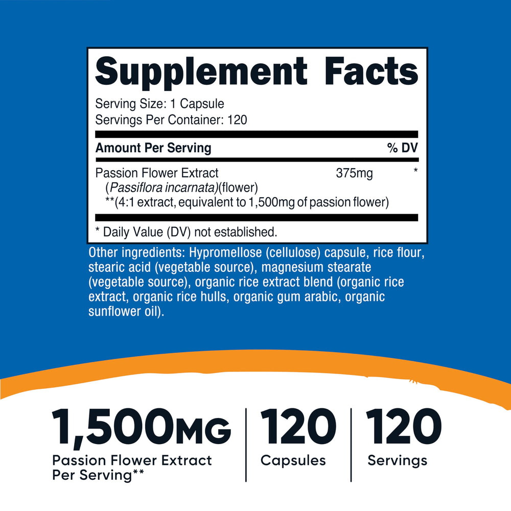 Close-up of Nutricost Passion Flower Extract capsules