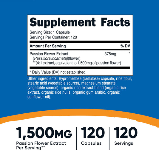 Close-up of Nutricost Passion Flower Extract capsules