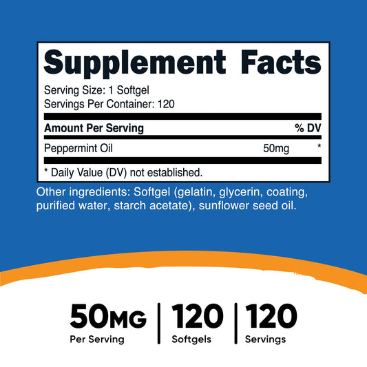 Peppermint oil softgels close-up