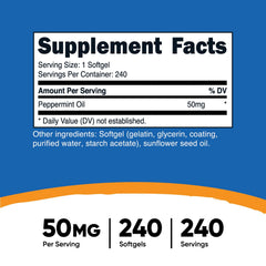 Close-up of peppermint oil softgels